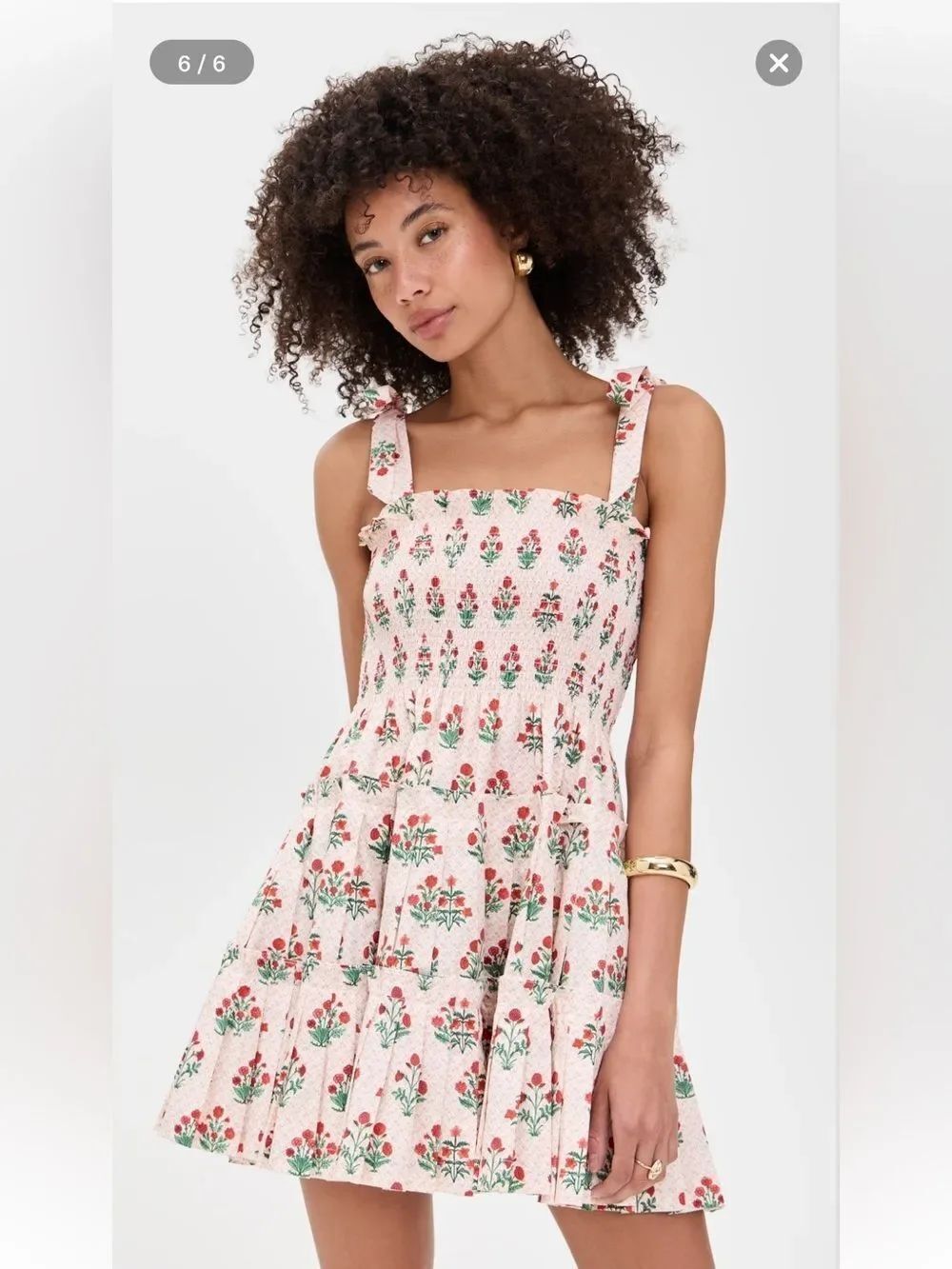 Hill House Home Ribbon Charlotte Poppy Block Print Nap Dress NWT
